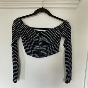 Collusion black and white striped crop top